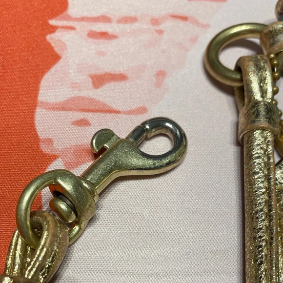 Coach Poppy Wristlet Metallic Gold and Multi-Colored Canvas Pre-Loved - Picture 6 of 6